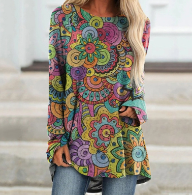 Loose Fit Long Sleeve Pullover with Letter Print
