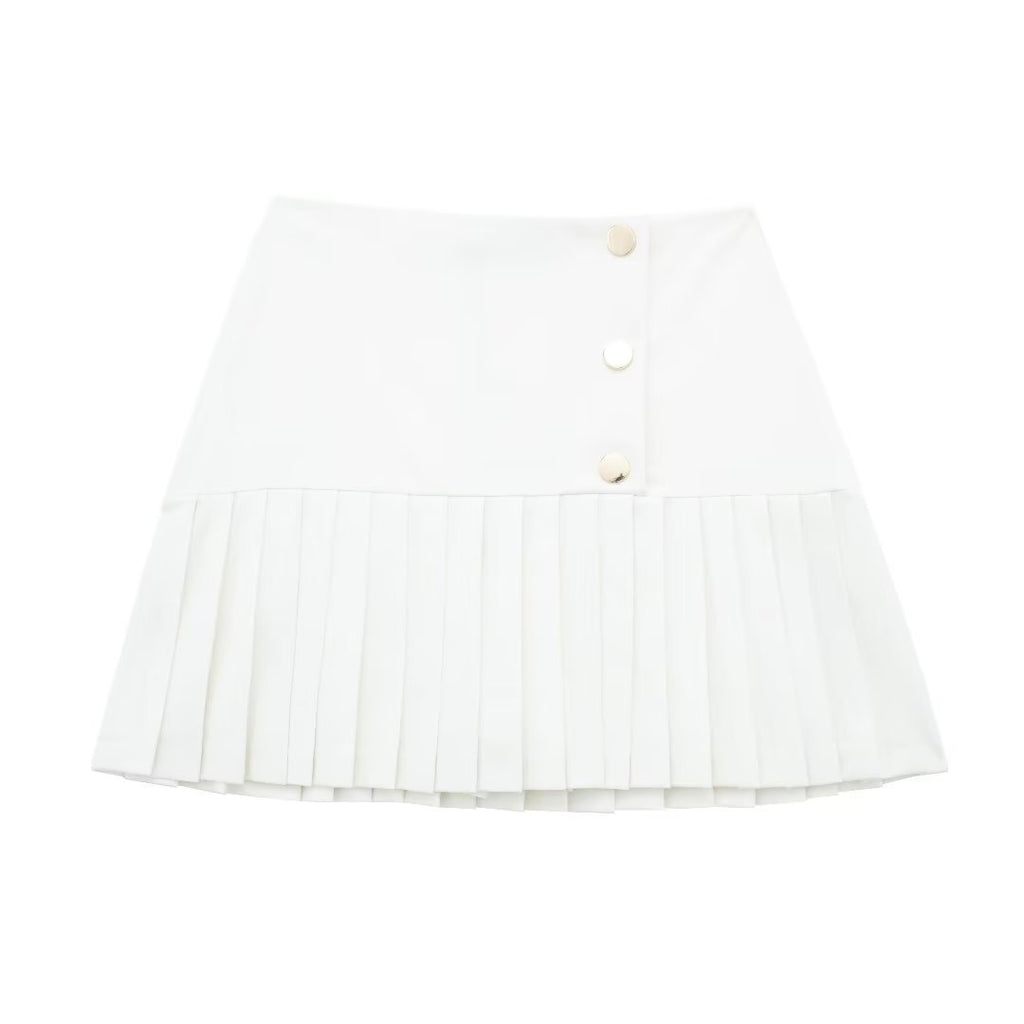 High Waist Thin Wide Pleated Miniskirt for Women