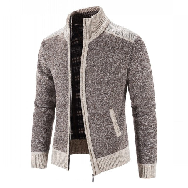Thick Plush Large Standing Neck Cardigan for Fall/Winter