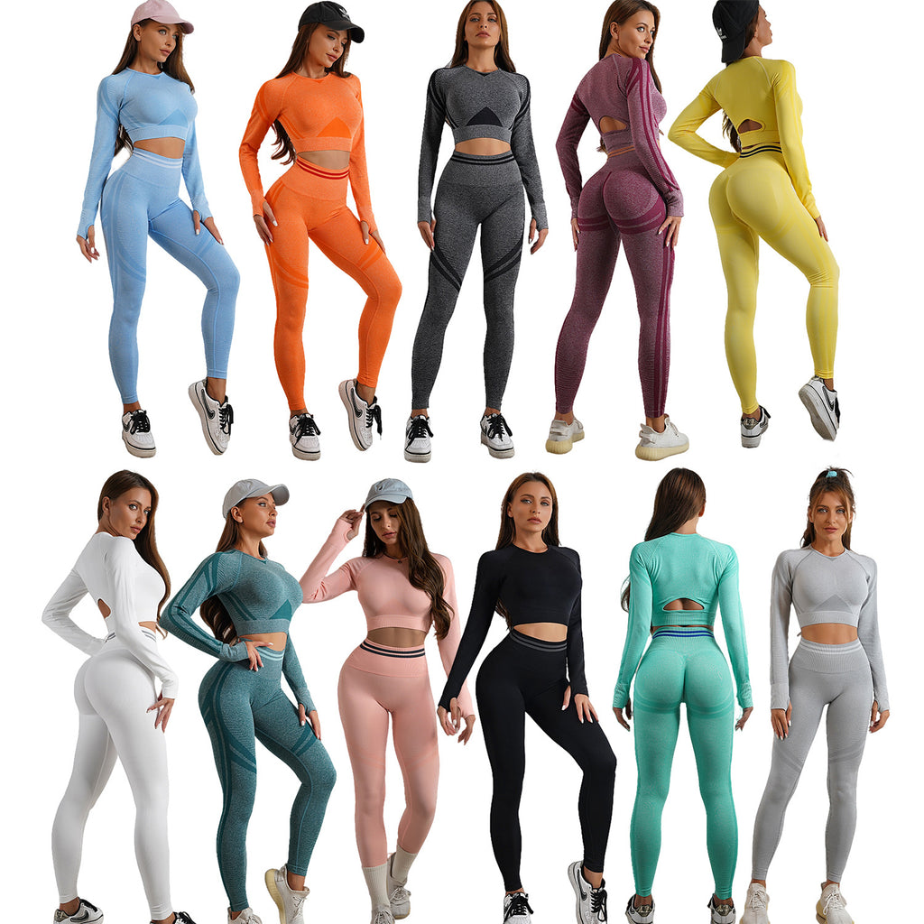 Quick-Dry Women's Yoga Set with Long Sleeve & Pants