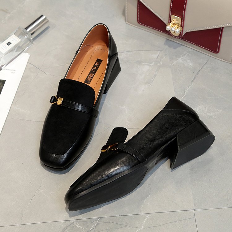 Spring Style Square Toe Chunky Heel Retro Shoes