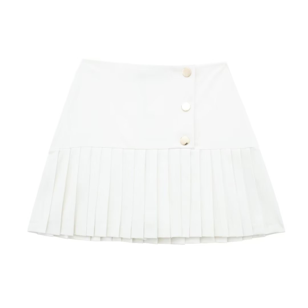 High Waist Thin Wide Pleated Miniskirt for Women