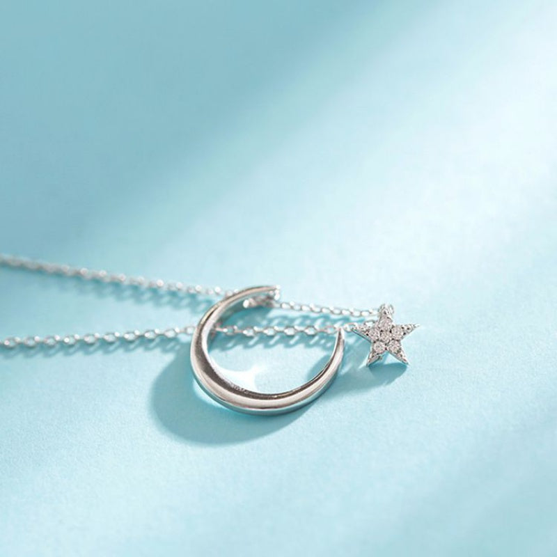 Simple Zircon Moon Necklace for Women’s Anniversary Gift