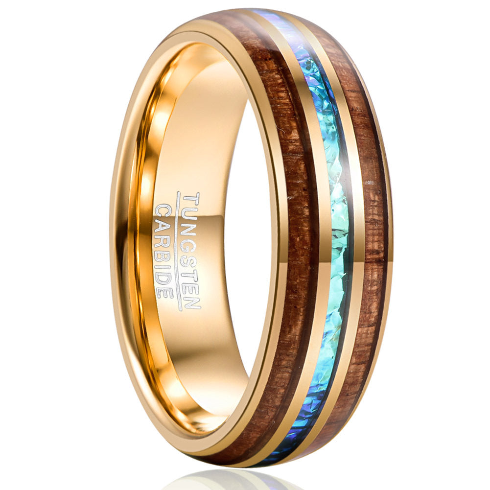 6MM Electroplated Gold Locust Wood Opal Inlay