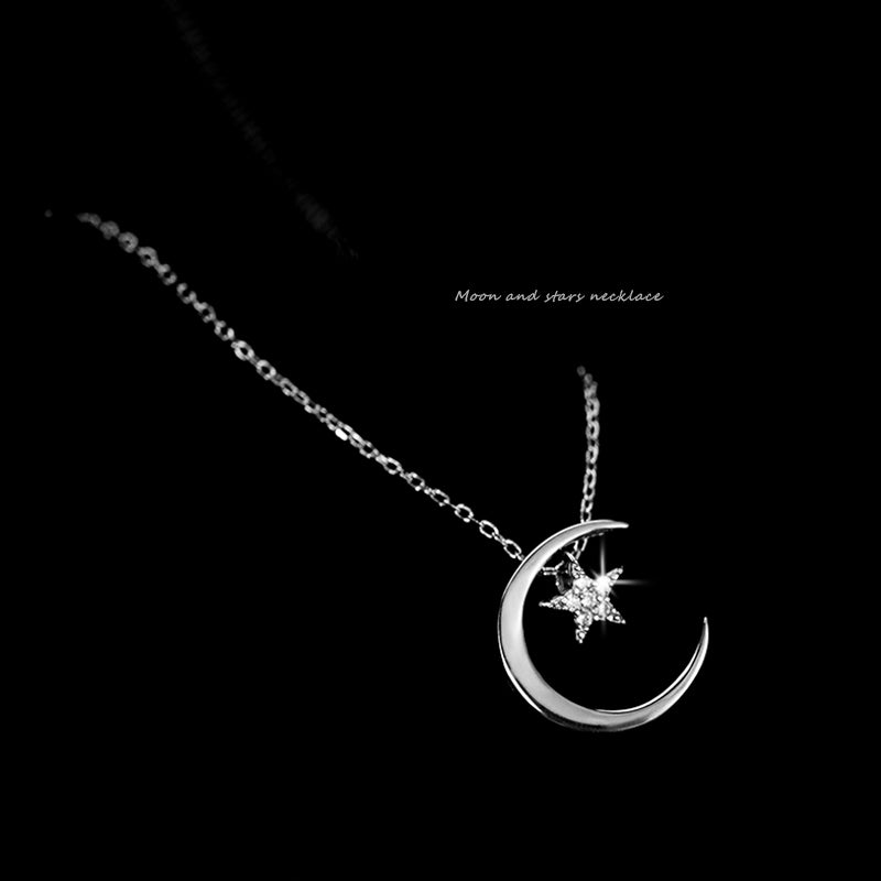 Simple Zircon Moon Necklace for Women’s Anniversary Gift