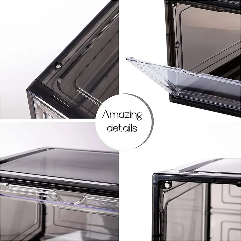 Large Stackable Transparent Shoe Box with Magnetic Door