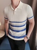 Short Sleeve Business Polo Shirt - Cool Striped