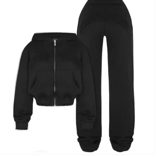 Chic Zip-Up Hooded Crop Top & Drawstring Pants Set