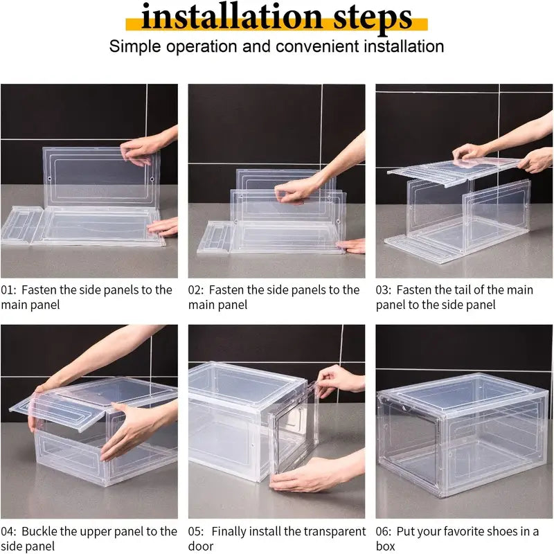 Large Stackable Transparent Shoe Box with Magnetic Door
