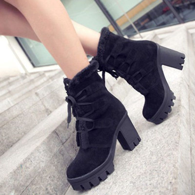 Wish Women's Thick Sole Waterproof Martin Boots