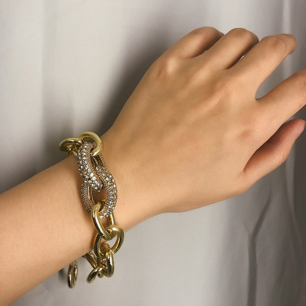 Stylish Punk-Inspired Rhinestone Chain Bracelet for Women