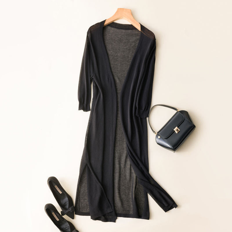 Ice Silk Knitted Women's Sun Protection Cardigan Coat