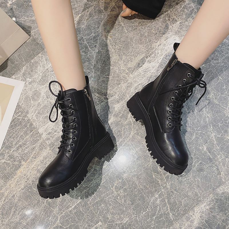 British Style Platform Ankle Boots