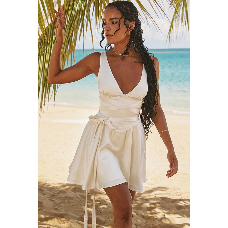 2023 New European and American V-Neck Backless Dress