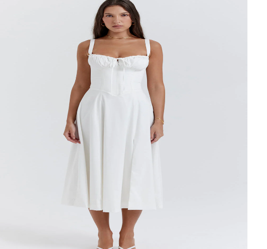 Parisian Dress - Waist Shaping Floral Maxi Dress (One Piece)