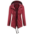 Mid-Length Hooded Windbreaker Jacket for Outdoors