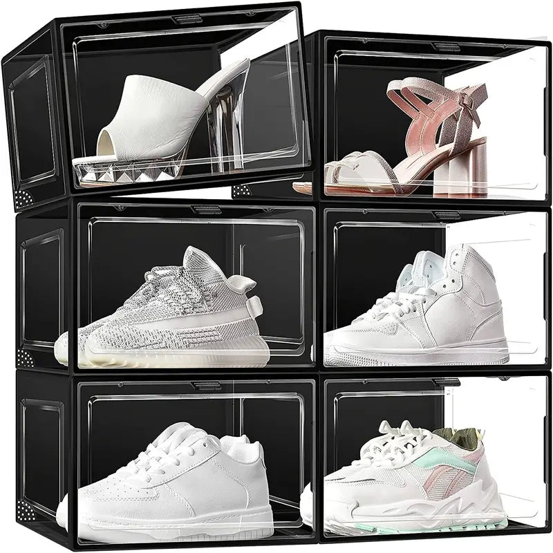 Large Stackable Transparent Shoe Box with Magnetic Door