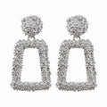 Exaggerated Relief Trapezoidal Metal Earrings for Women