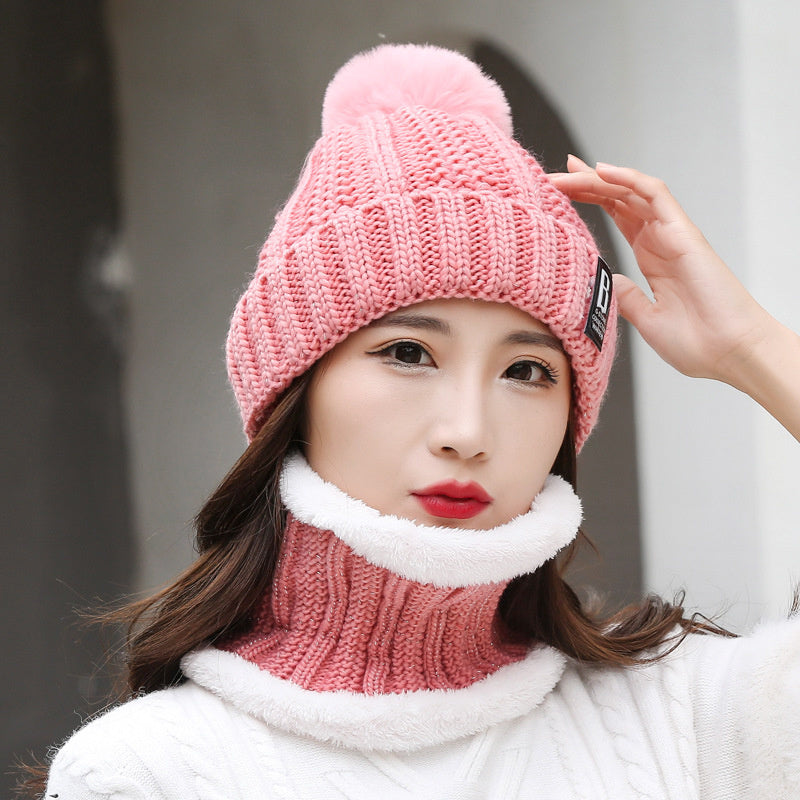 Women's Thick Knitted Winter Cap and Scarf Set