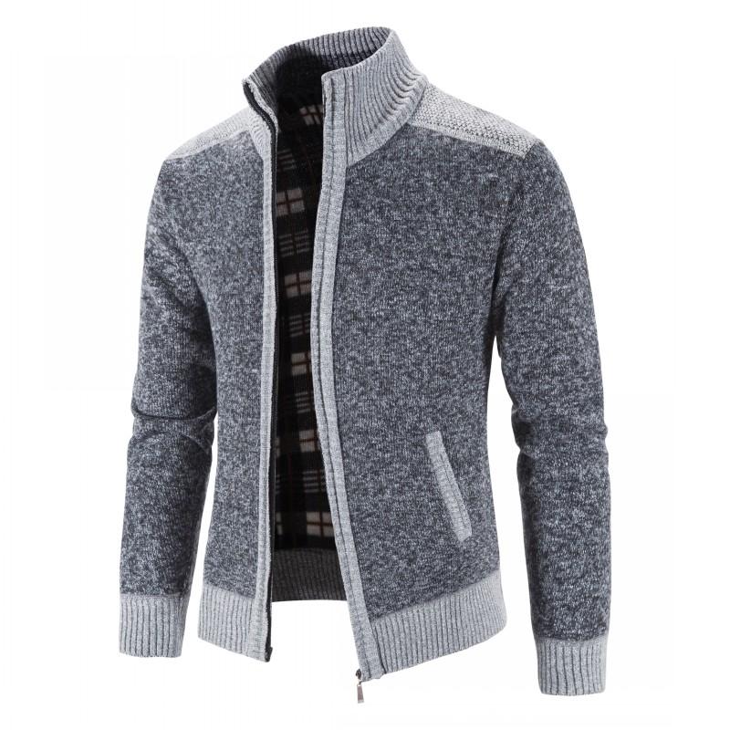 Thick Plush Large Standing Neck Cardigan for Fall/Winter