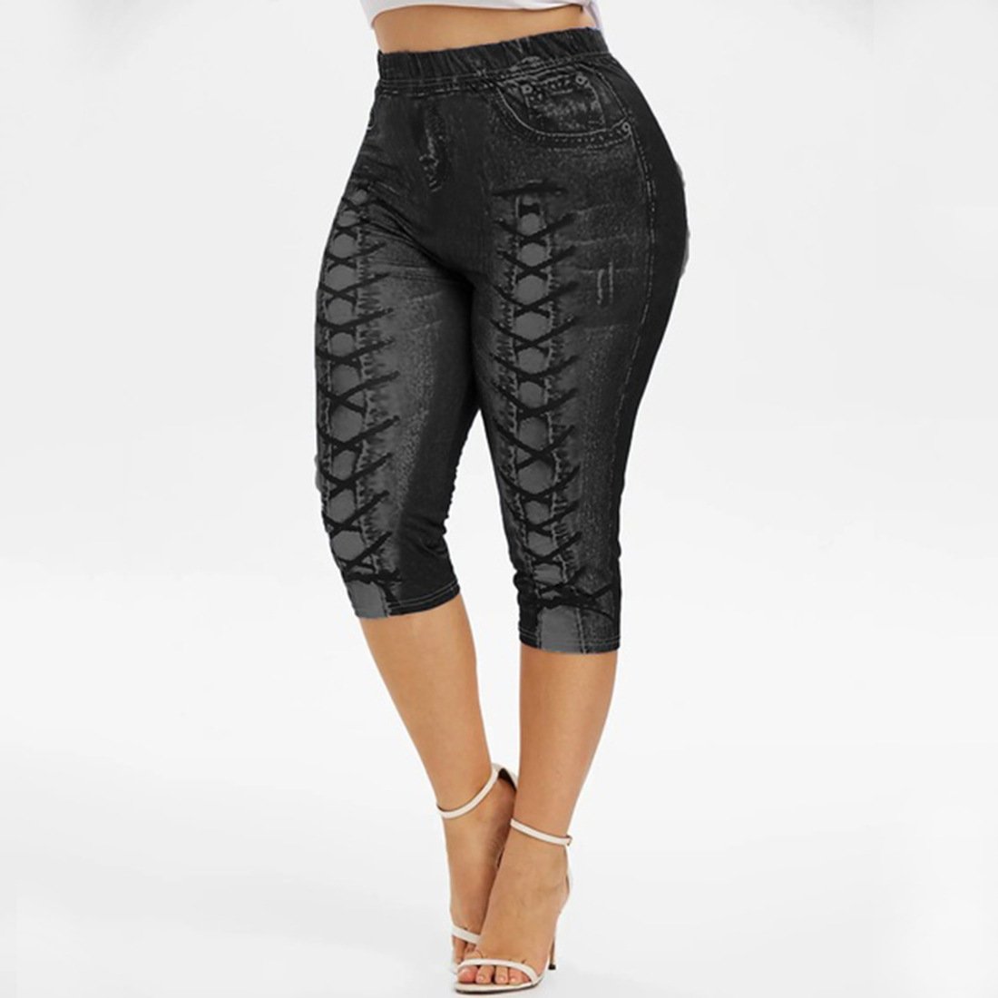 Digital Printing Plus Size Denim Sports Leggings