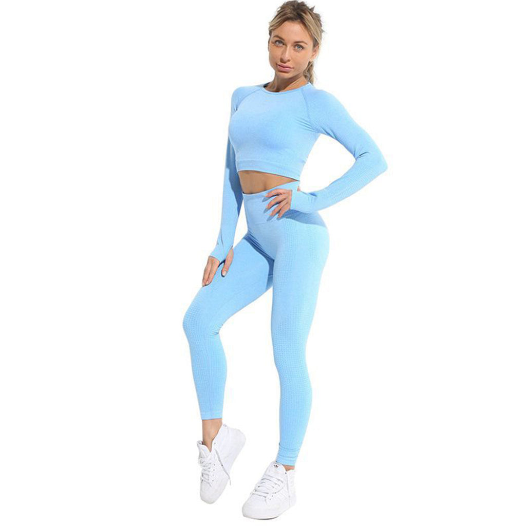 Quick-Dry Women's Yoga Set with Long Sleeve & Pants