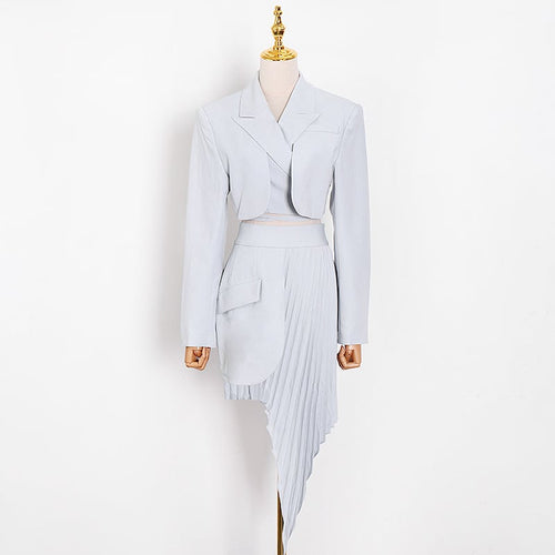 Beveled Pleated Skirt Suit
