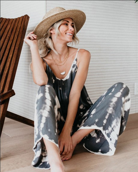 Summer Tie-Dye Loose Women’s Jumpsuit with Straps