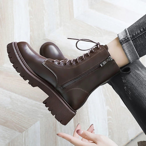 British Style Platform Ankle Boots