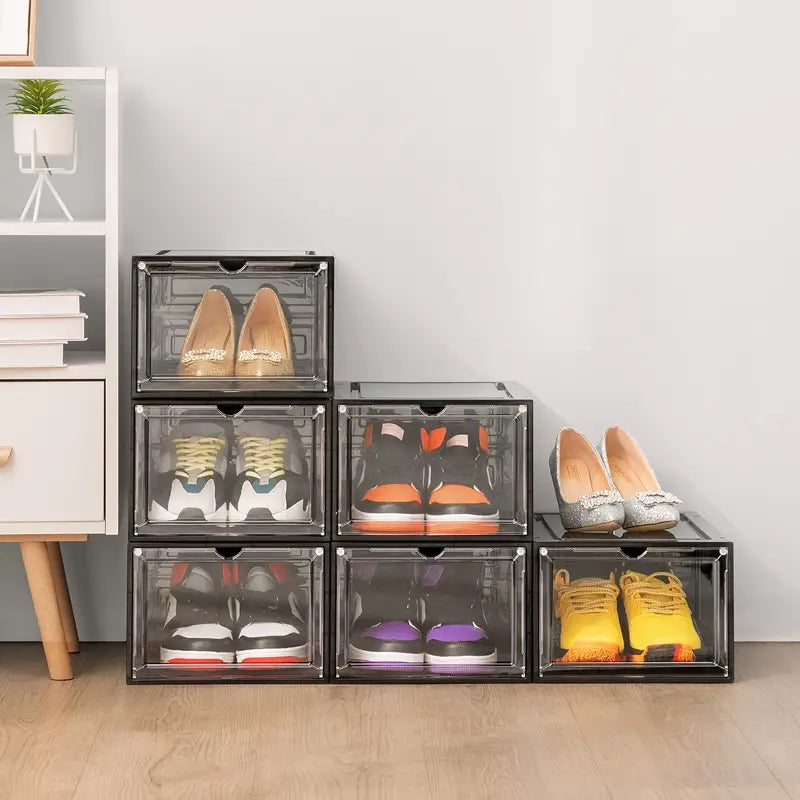 Large Stackable Transparent Shoe Box with Magnetic Door