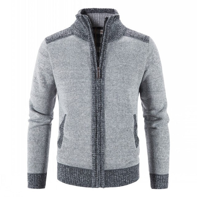 Thick Plush Large Standing Neck Cardigan for Fall/Winter