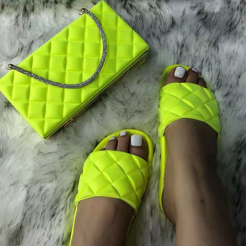Plaid Sandals, Slippers, and Shoe Bag Set