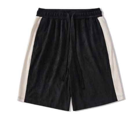 Casual Velvet Shorts with Side Stripe Stitching