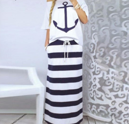 Printed Anchor Stripe Two-Piece Set