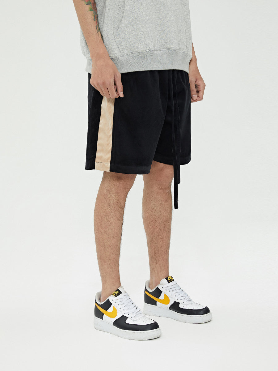 Casual Velvet Shorts with Side Stripe Stitching