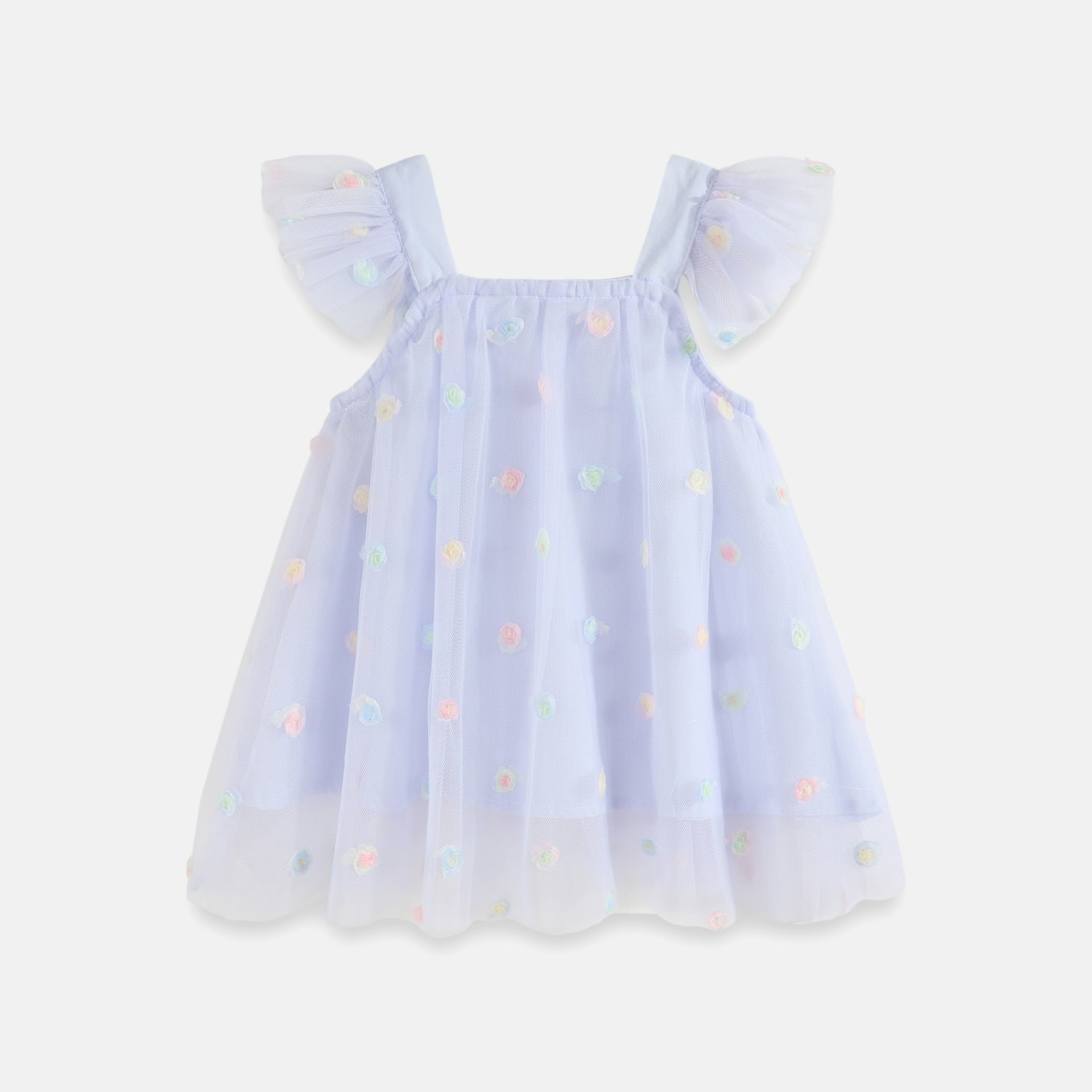 Flounced Sleeve Mesh Sling Dress for Kids