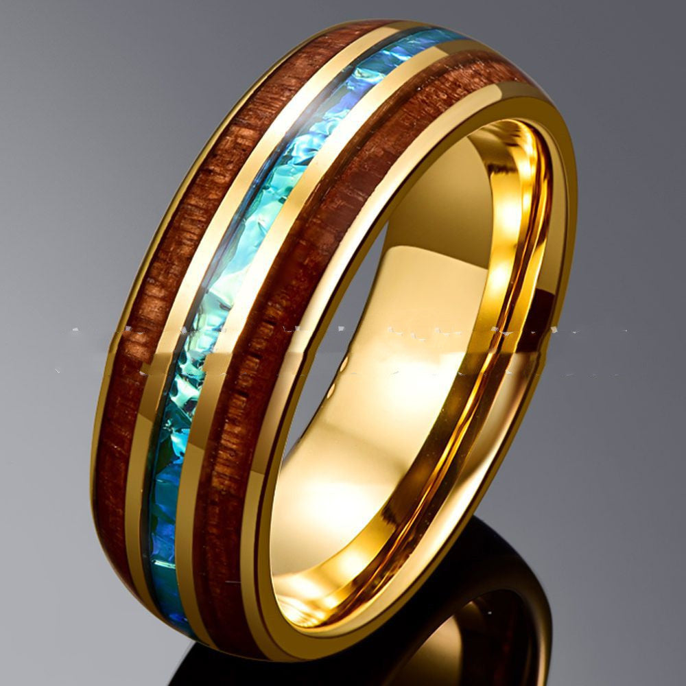 6MM Electroplated Gold Locust Wood Opal Inlay