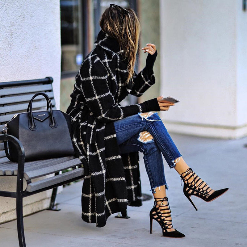 Winter Plaid Wool Coat