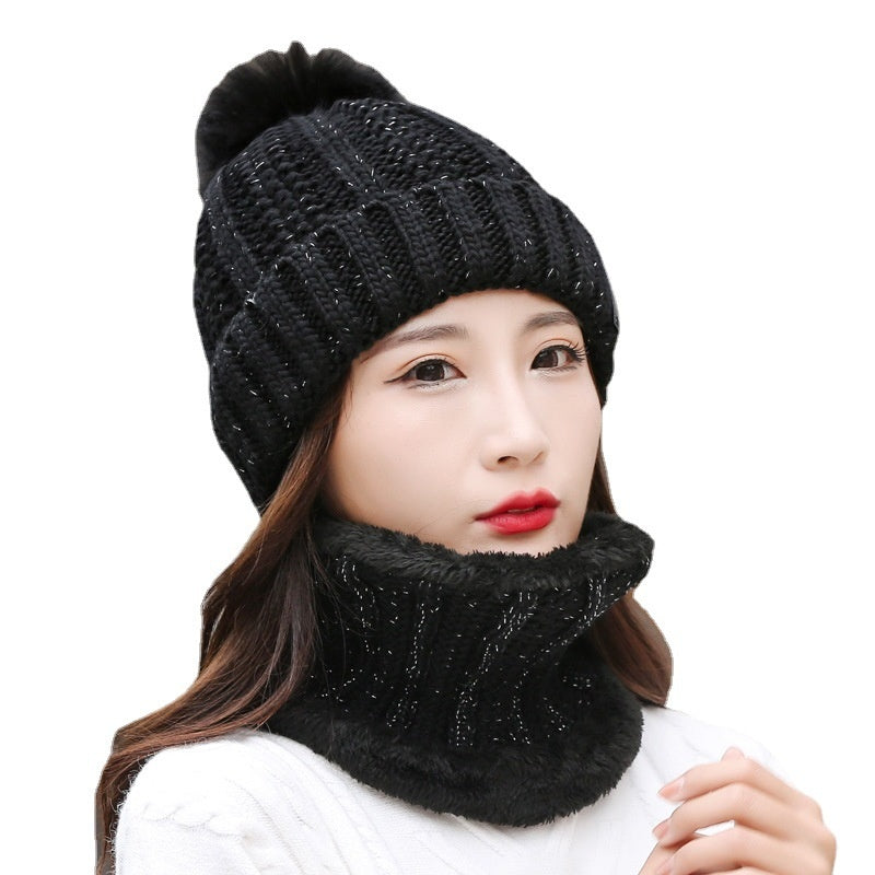 Women's Thick Knitted Winter Cap and Scarf Set