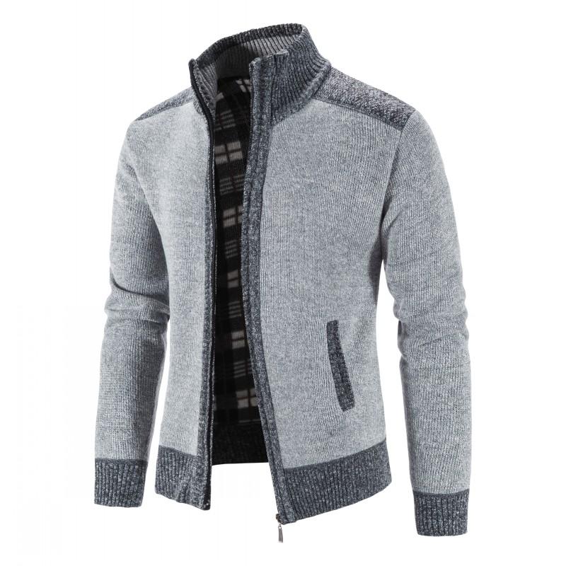 Thick Plush Large Standing Neck Cardigan for Fall/Winter