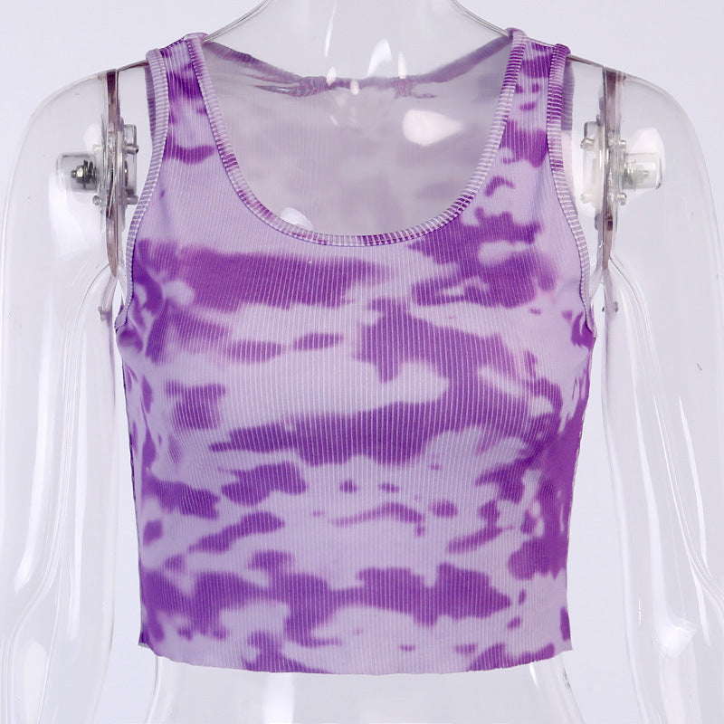 2020 Women's Backless Crop Top - Tie-Dye Design