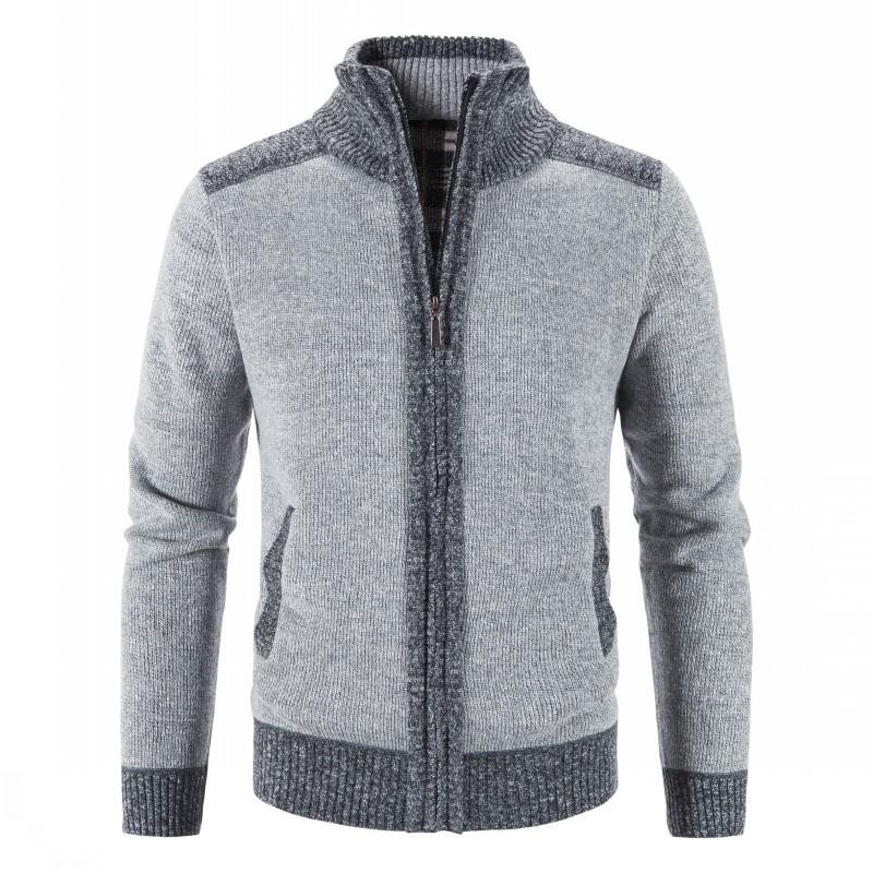 Thick Plush Large Standing Neck Cardigan for Fall/Winter