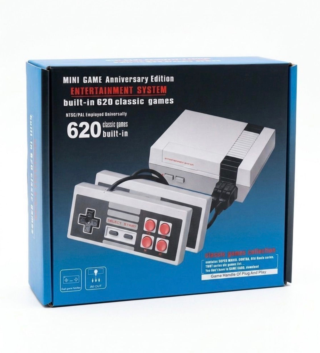 Mini Game Anniversary Edition Entertainment System box - 620 classic games built-in with dual controllers