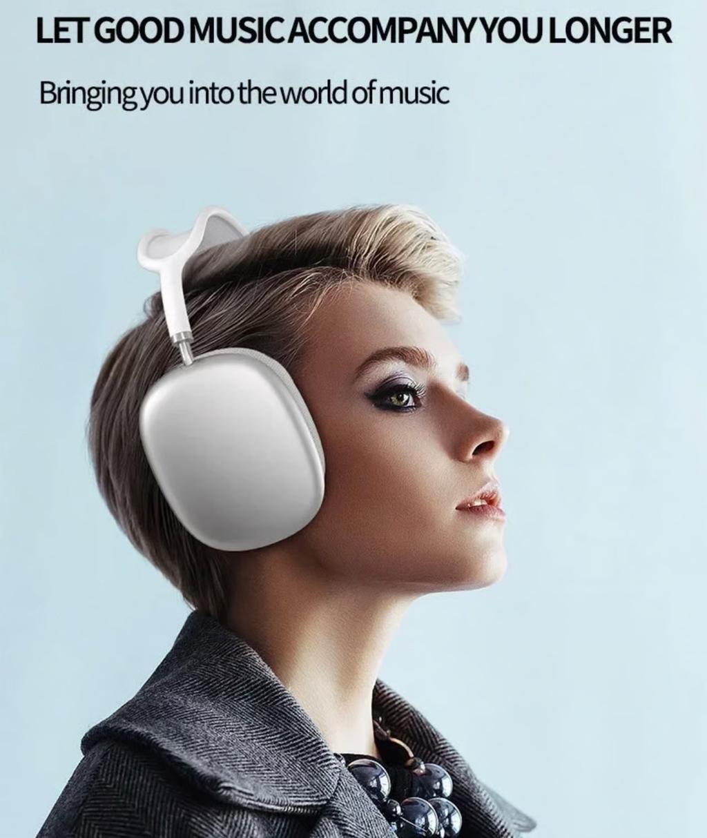 P9 Pro Wireless Headphones in Blue with USB charging cable
