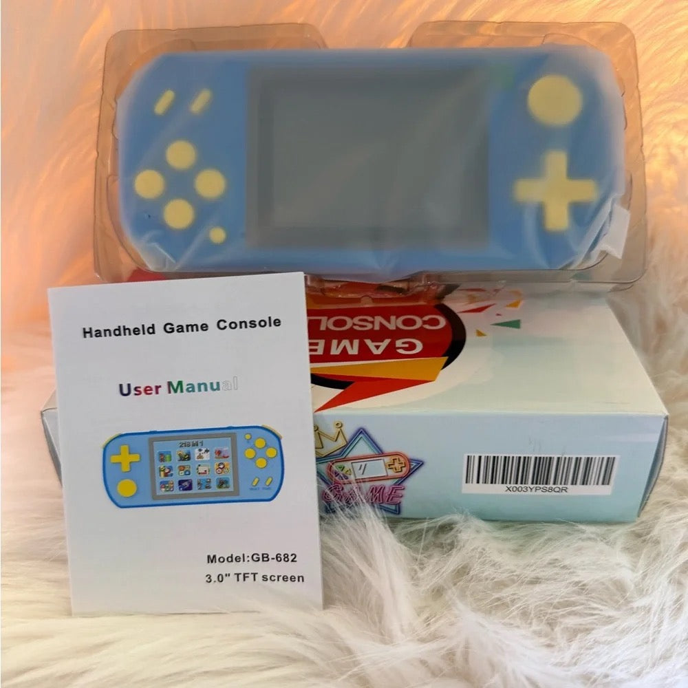 GB-682 Handheld Game Console Blue - Unboxing with box and user manual