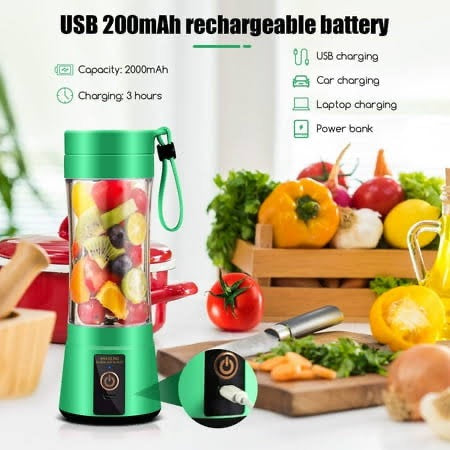 HM-03 Portable Blender - 2000mAh USB rechargeable battery with multiple charging options