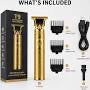 T9 Gold Trimmer what's included: trimmer, 3 guide combs, USB cable, cleaning brush