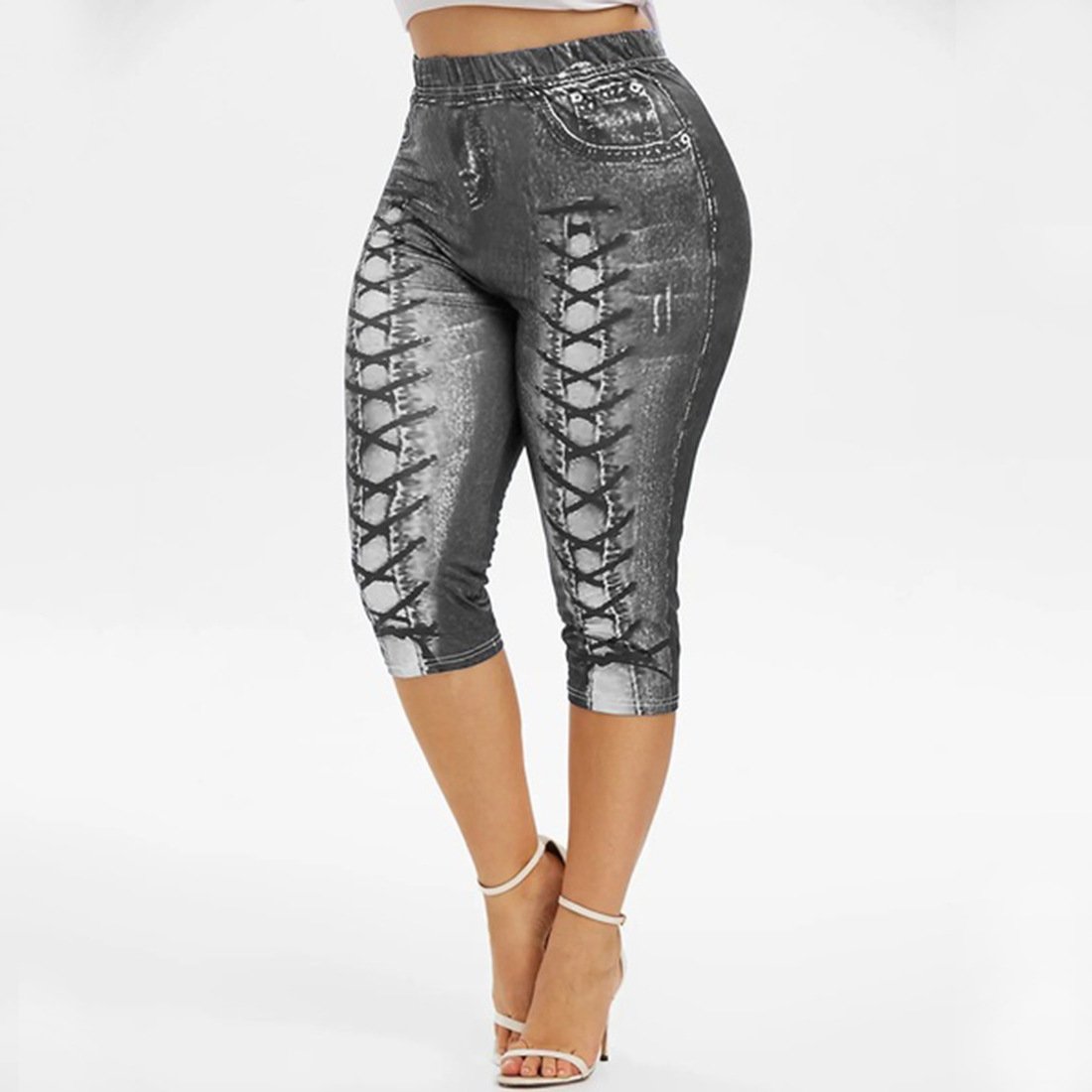 Digital Printing Plus Size Denim Sports Leggings