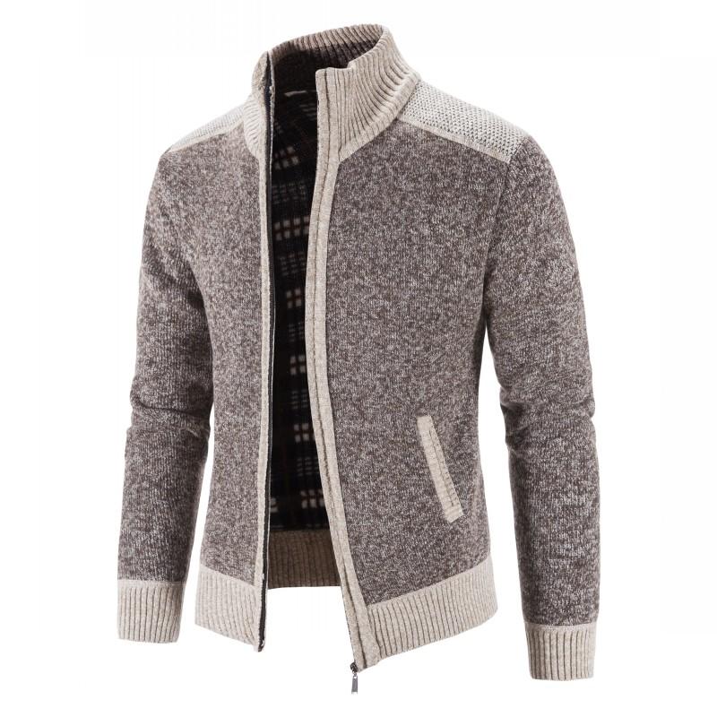 Thick Plush Large Standing Neck Cardigan for Fall/Winter