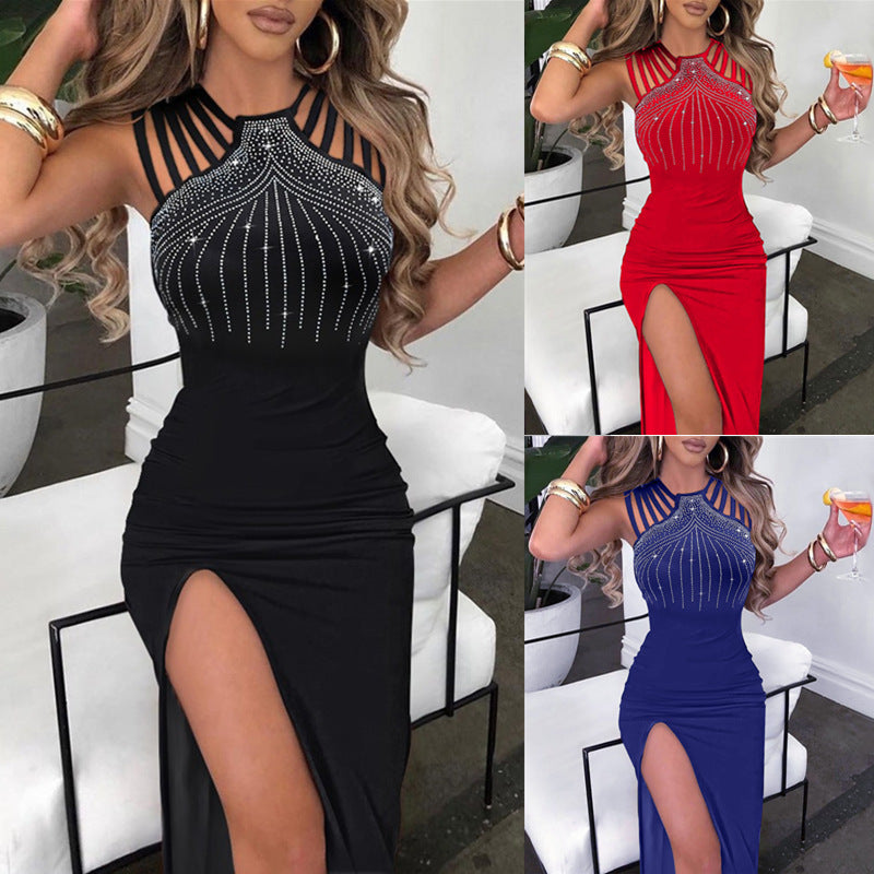 Women's Hot Drill Slit Package Hip Dress for Parties